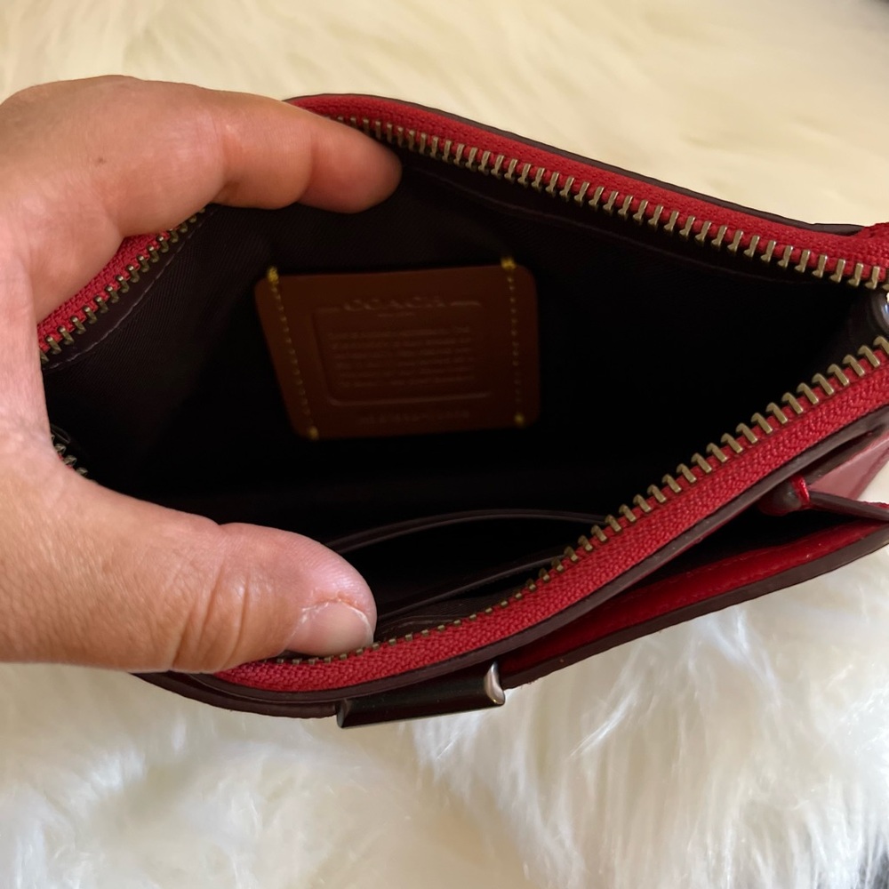 Coach Red and Brown Signature Wristlet - Picture 6 of 7